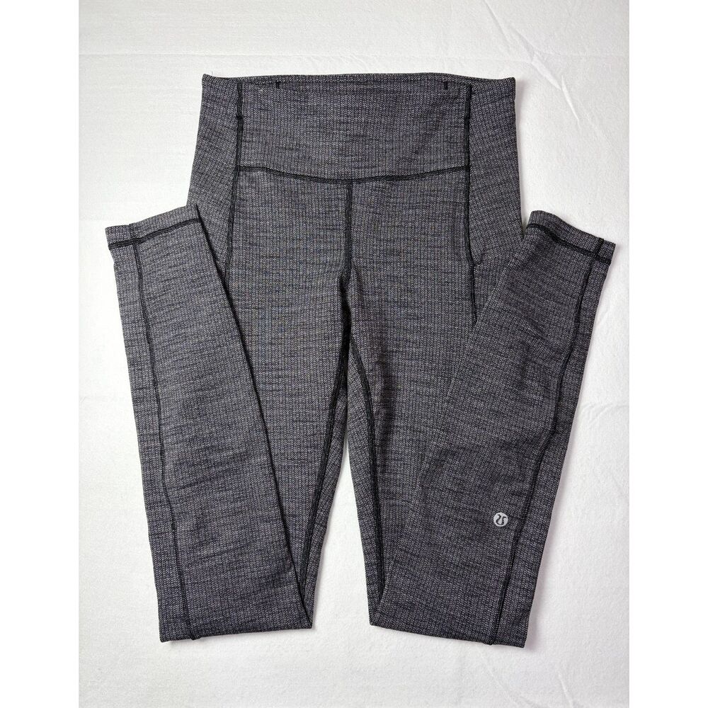 Lululemon Speed Up Tight 28 Herringbone Black White Grey Leggings Size 4